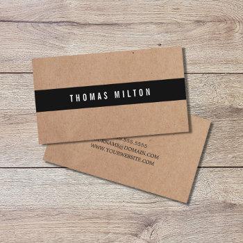 minimal printed kraft black stripe consultant business card