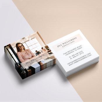 minimal professional company name & business photo square business card