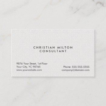 minimal simple elegant texture white consultant business card