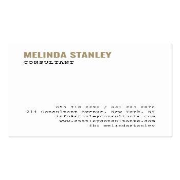 Small Minimal White Chic Gold Foil Elegant Color Block Square Business Card Back View