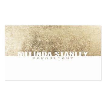Small Minimal White Chic Gold Foil Elegant Color Block Square Business Card Front View