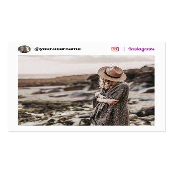 Small Minimal White Modern Photo Social Media Instagram Calling Card Front View