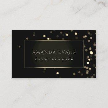 Small Minimalism Event Planner Black Framed Gold Sparkly Business Card Front View