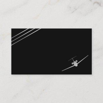 minimalist aviation silver jet business card