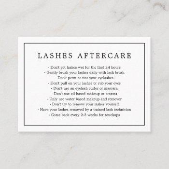 minimalist black and white lash aftercare lashes business card
