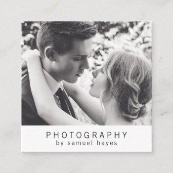 minimalist black and white photographer square business card