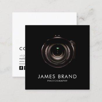 minimalist black and white photography square business card