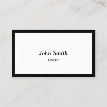 minimalist black border elegant lawyer business card