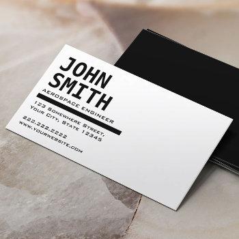 minimalist black & white aerospace engineer business card