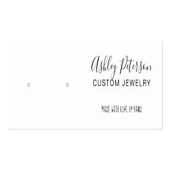 Small Minimalist Black White Jewelry Earring Display Mini Business Card Front View