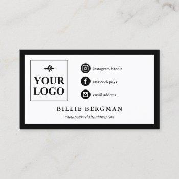 minimalist black white social media your logo business card