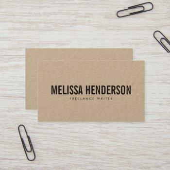 minimalist bold typography real kraft business card