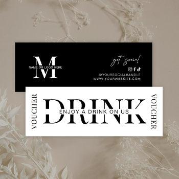 minimalist business logo corporate drink voucher mini business card