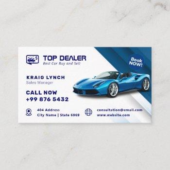minimalist car dealer | blue white business card