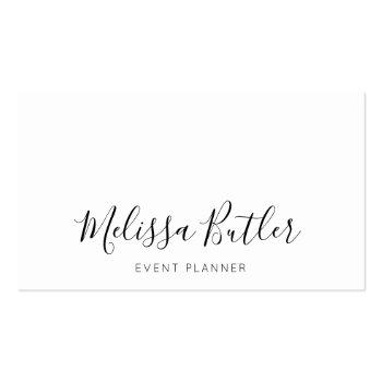 Small Minimalist Chic Handwritten Calligraphy White Business Card Front View