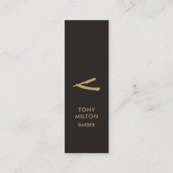 minimalist elegant black faux gold barber mini business card