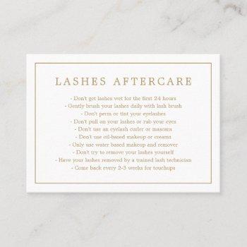 minimalist elegant gold lashes aftercare business card