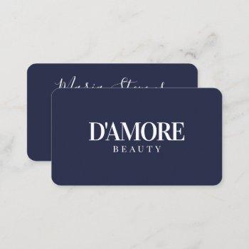 minimalist elegant navy blue typography business card