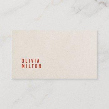 minimalist elegant paper texture red consultant business card