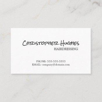 minimalist elegant plain white hairdresser business card