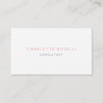 Small Minimalist Elegant Professional Premium Linen Business Card Front View