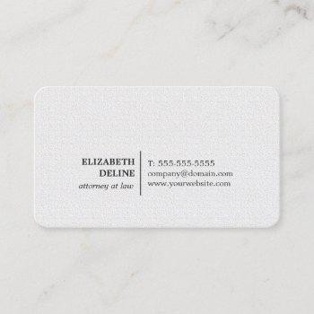 minimalist elegant texture white attorney at law business card