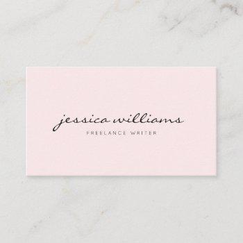 minimalist handwritten professional blush pink business card