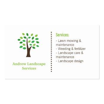 Small Minimalist Landscaping Services Green Tree Leaves Business Card Front View