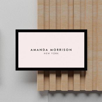 Small Minimalist Luxury Boutique Black/pastel Pink Business Card Front View