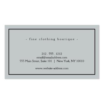 Small Minimalist Luxury Boutique Gray/black Business Card Back View