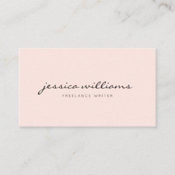 minimalist modern handwritten professional blush business card