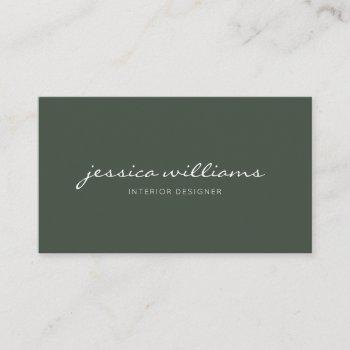 minimalist modern handwritten professional green business card