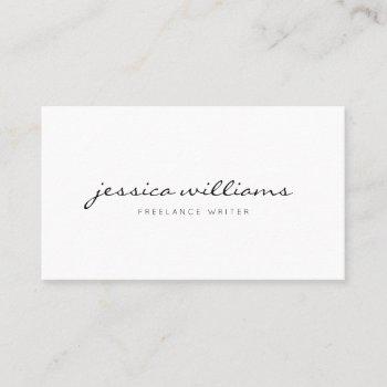 minimalist modern handwritten professional white business card