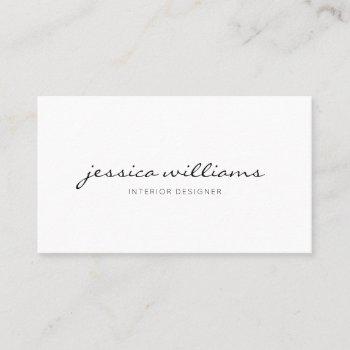 minimalist modern handwritten professional white business card