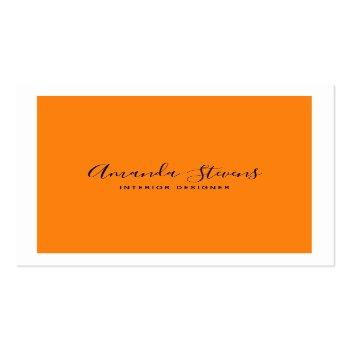 Small Minimalist Modern Professional Designer Orange Square Business Card Front View