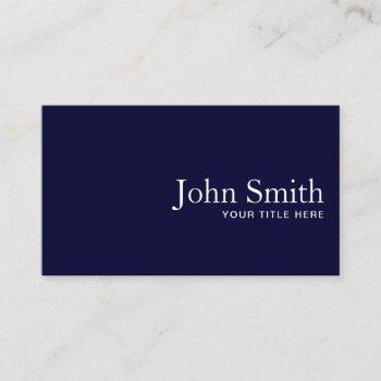 minimalist navy blue professional qr code plain business card