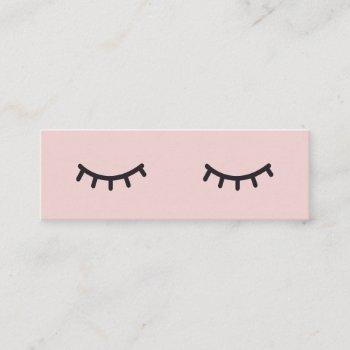 minimalist pastel pink cute eyelashes illustration mini business card