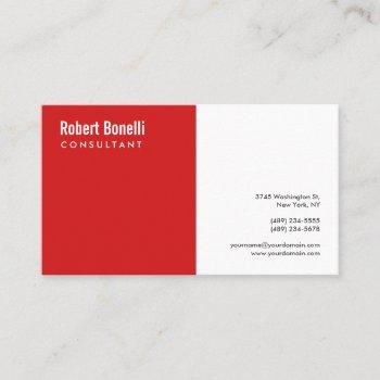 minimalist plain red white modern standard size business card