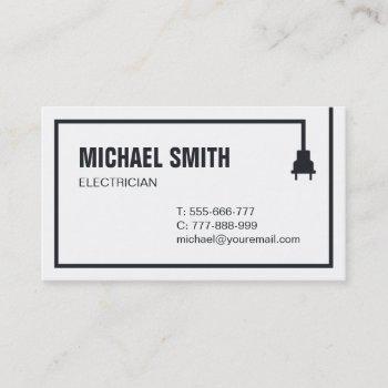 minimalist power plug wire border electrician business card