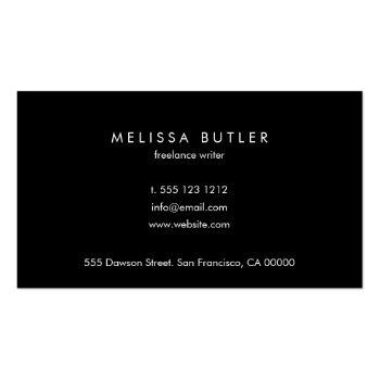Small Minimalist Professional Elegant Black And White Business Card Back View