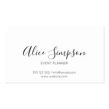 Small Minimalist Professional Handwritten Font White Business Card Front View