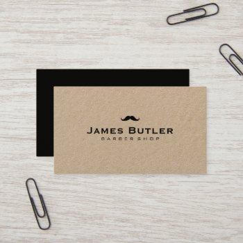 minimalist rustic kraft barber shop mustache business card