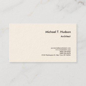 minimalist simple plain architect signature cream business card