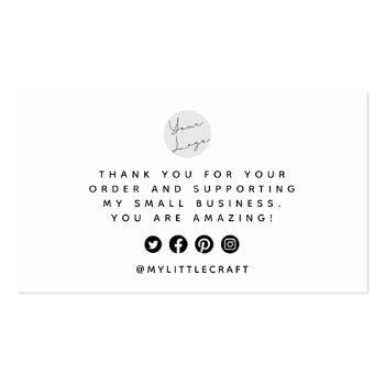 Small Minimalist Thank You Heart Small Business Business Card Back View