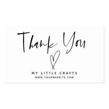 Small Minimalist Thank You Heart Small Business Business Card Front View