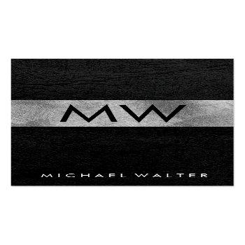 Small Minimalist Two Letter Monogram Faux Leather Luxe Business Card Front View