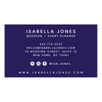 Small Minimalist Violet Purple Professional Luxe Script Business Card Back View