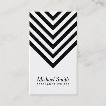 minimalist white and black chevron social media business card