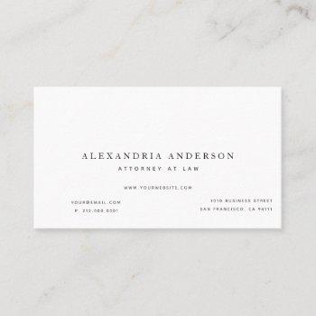 minimalist white lawyer professional business card