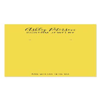 Small Minimalist Yellow  Jewelry Earring Display Business Card Front View